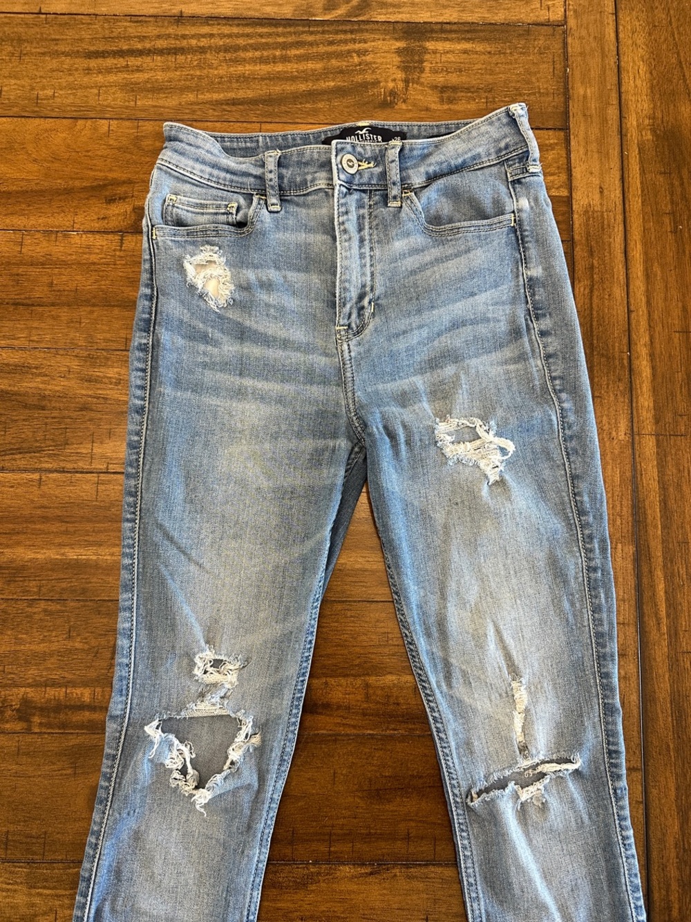 Hollister Y2K Light Wash Distressed High-Rise Super Skinny Classic Stretch Jeans